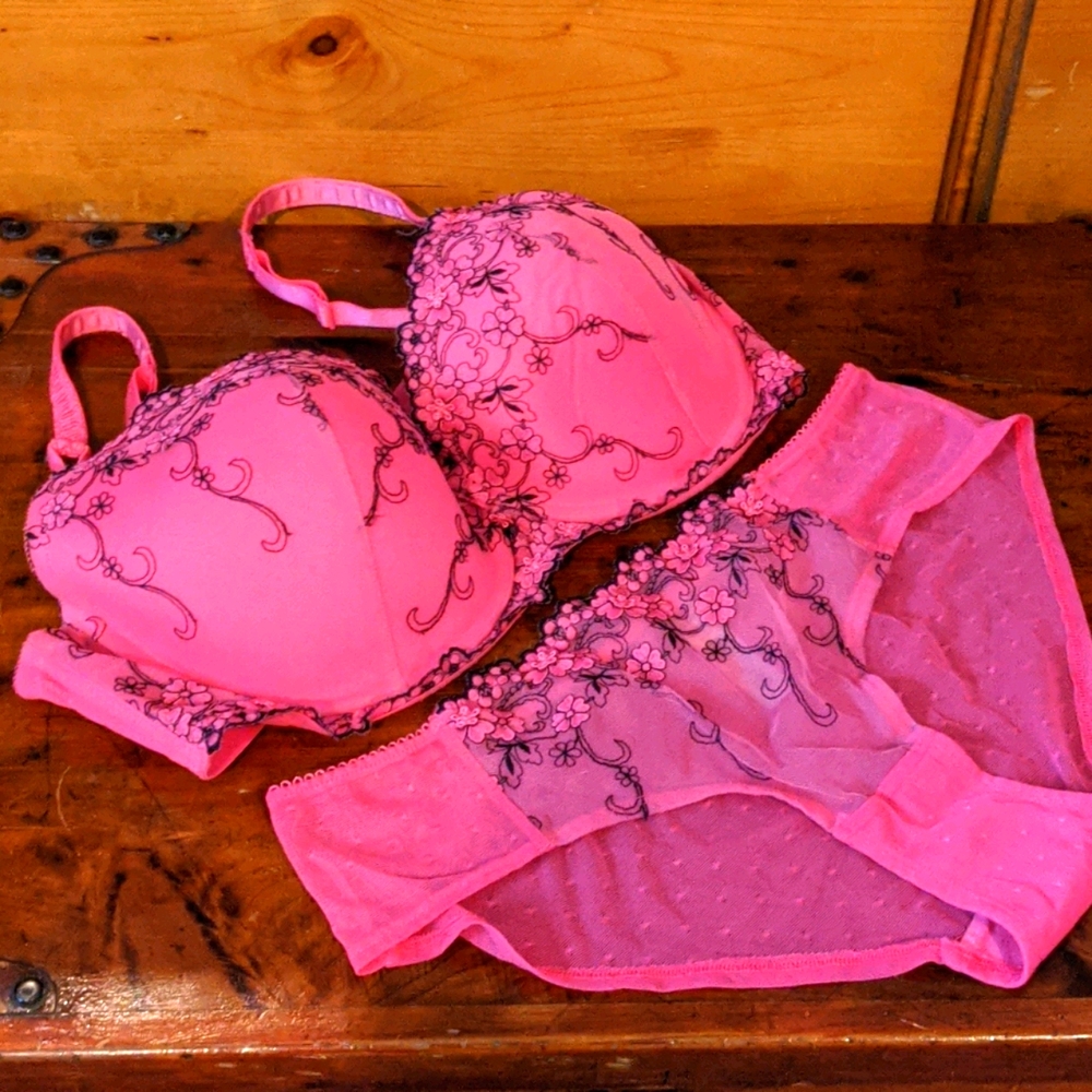 Hot Pink Push-up Bra and Panties